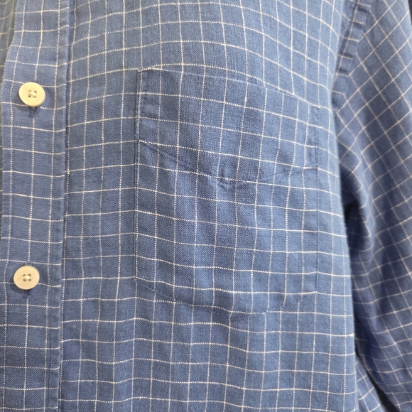 UNTUCKit Men's 100% Linen Blue Grid Pattern Shirt Size L - Picture 5 of 10